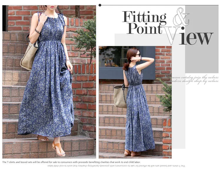 Sleeveless Floral Long Dress Skirt – Elegant & Breezy
