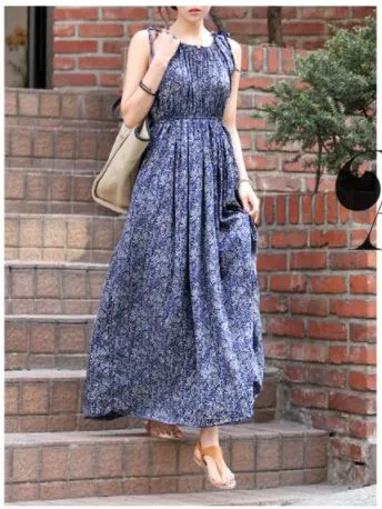 Sleeveless Floral Long Dress Skirt – Elegant & Breezy