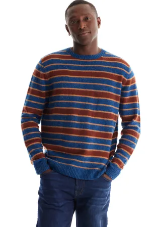 Soft Cloth Crewneck Sweater in Merino Yarn Dye Stripe - Neptune Mix