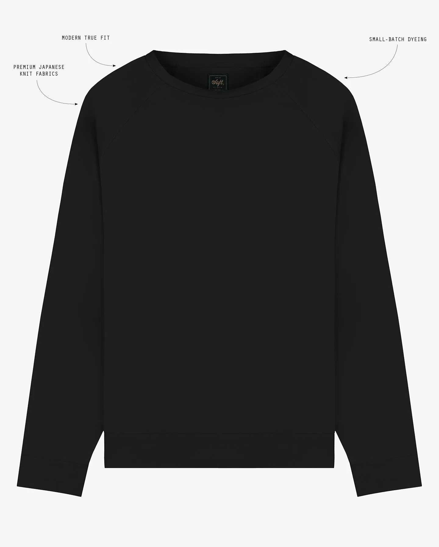 Soft Cloth Stingray Sweatshirt in Luxe Japanese Jersey - Black