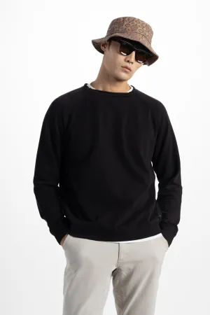 Soft Cloth Stingray Sweatshirt in Luxe Japanese Jersey - Black