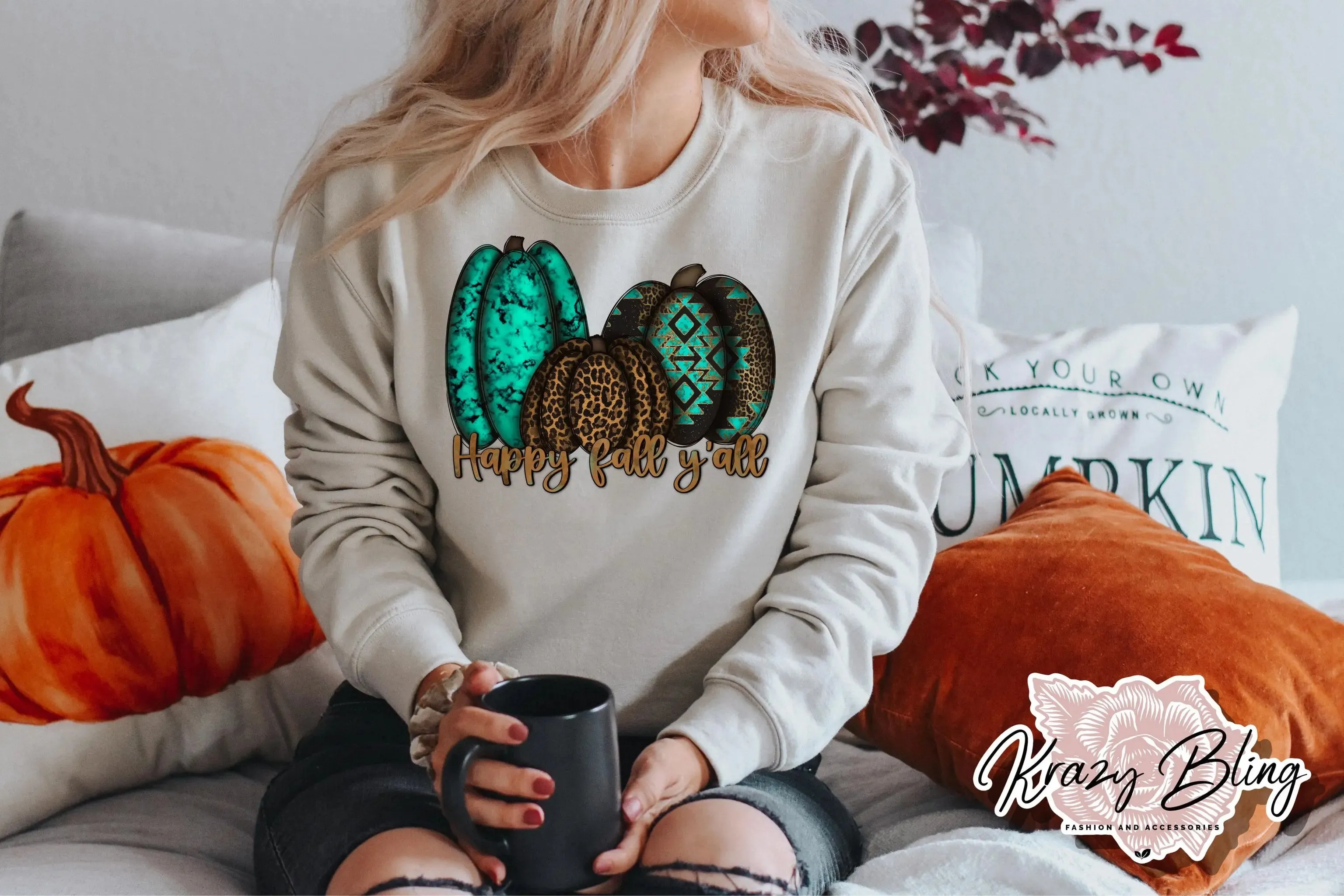 Western Pumpkins Happy Fall Y'all Sweater