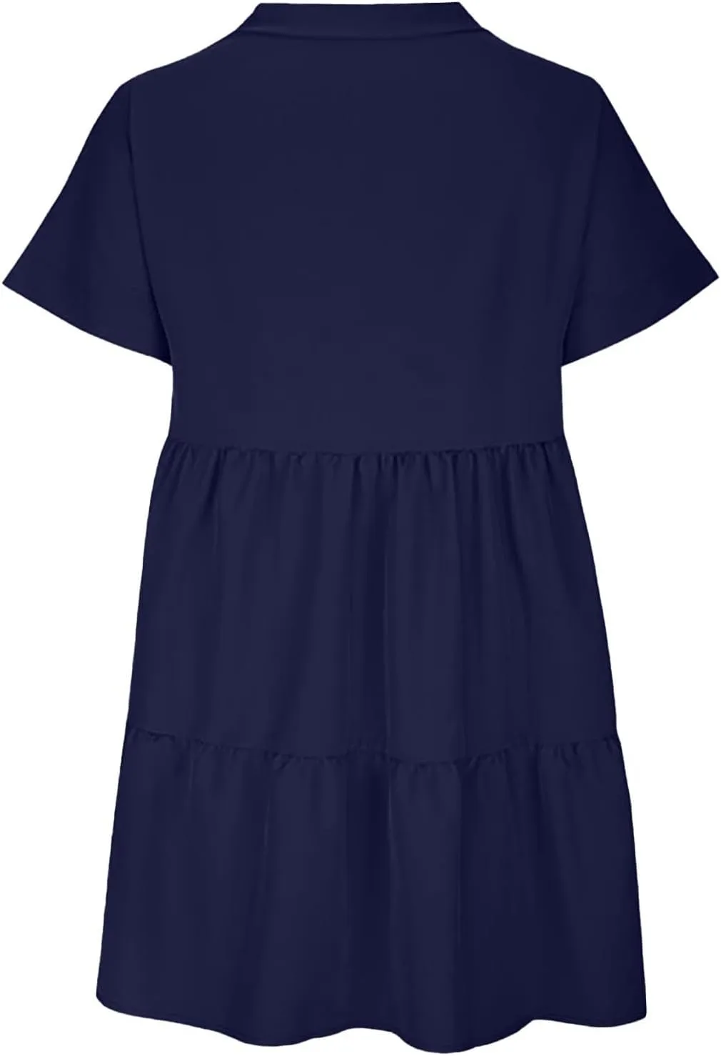 Women V Neck Babydoll Dresses 2025 Summer Short Rolled Sleeve Ruffle Swing Shift Flowy Loose Casual Summer Mini Dress