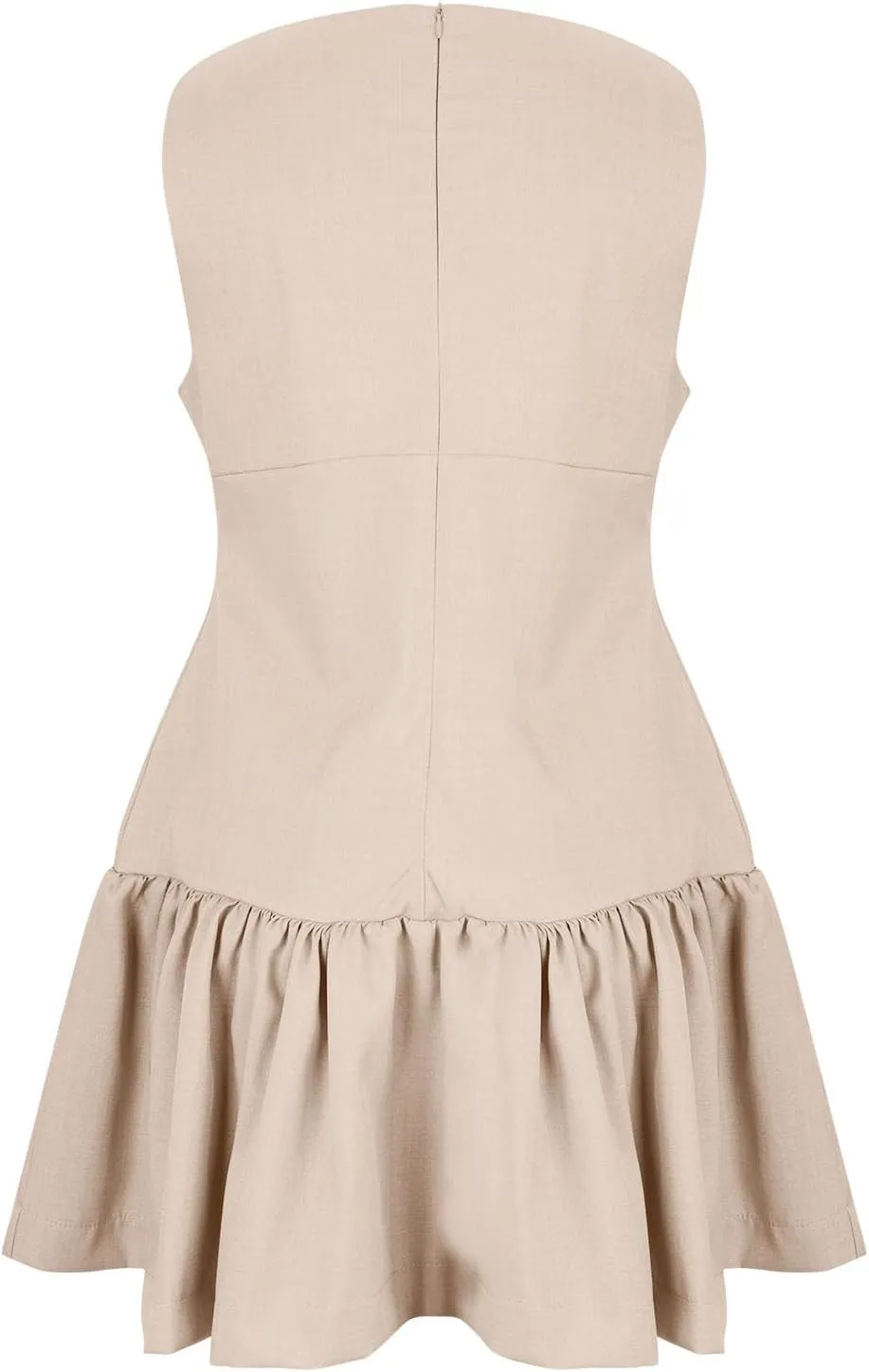 Womens Elegant Mini Dress Casual Sleeveless Crew Neck Flowy Ruffle Tiered A-Line Dresses Solid Flowy Short Dresses