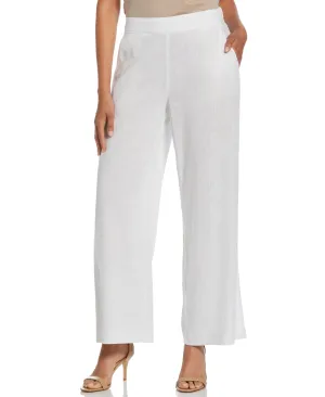 Women's Linen Blend Wide Leg Flat Front Pant