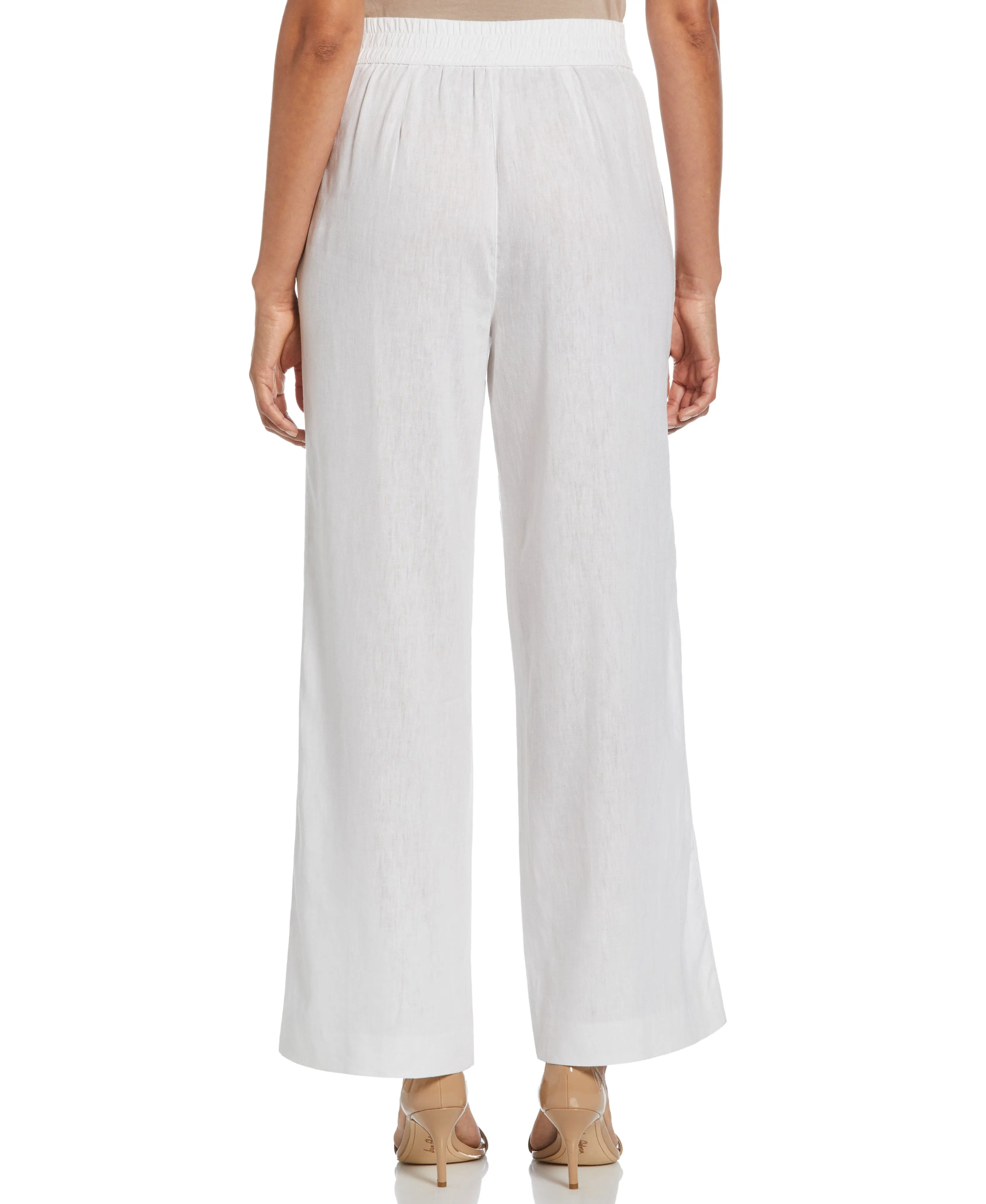 Women's Linen Blend Wide Leg Flat Front Pant