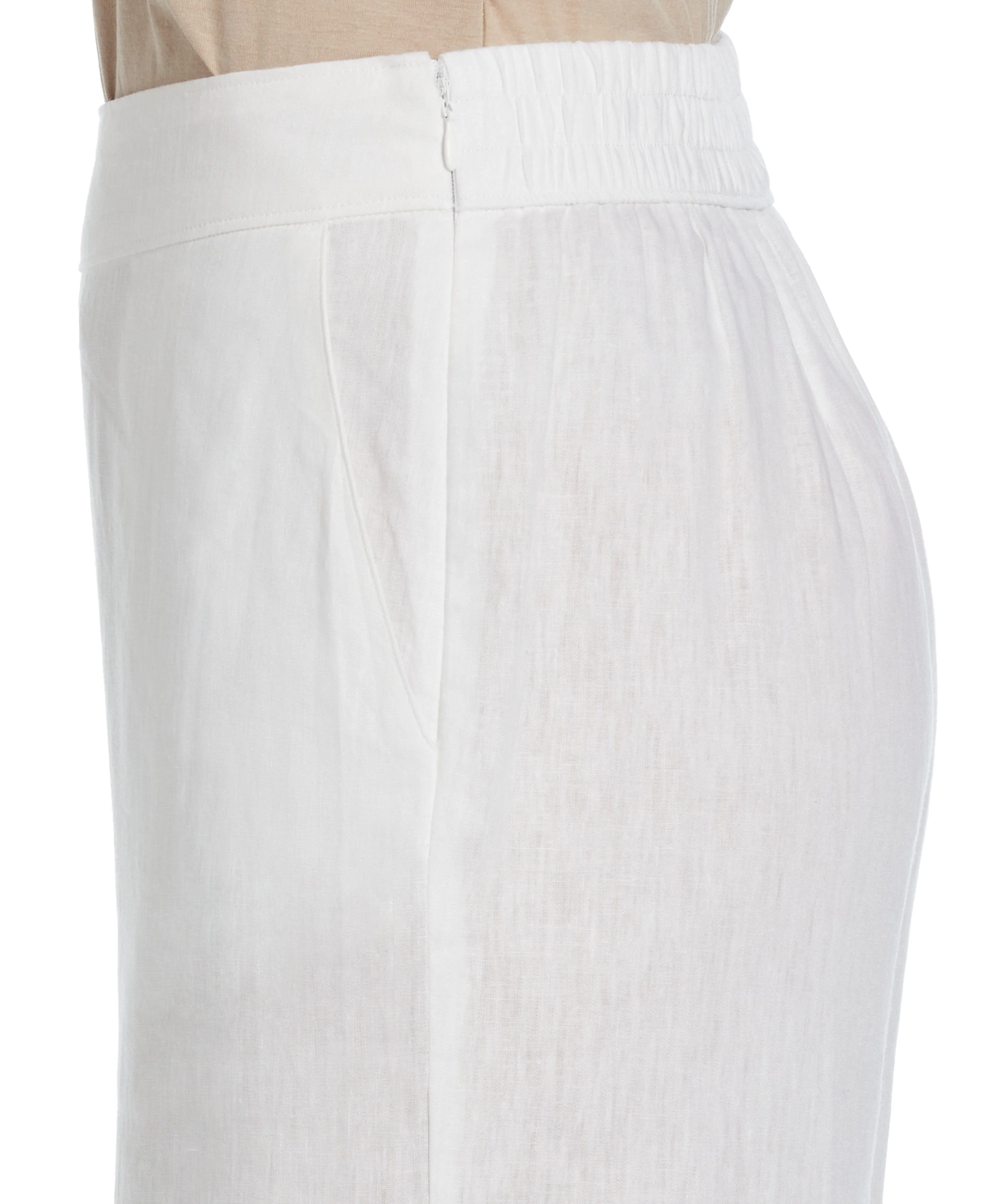 Women's Linen Blend Wide Leg Flat Front Pant