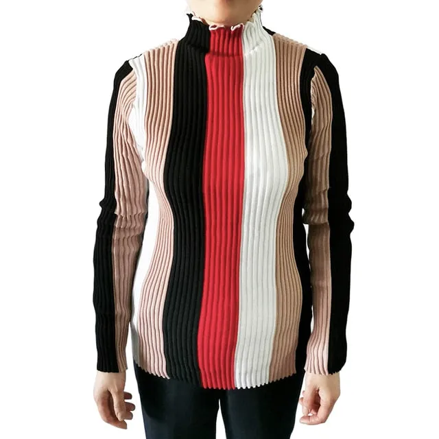 Women's Slim Color Striped Sweaters